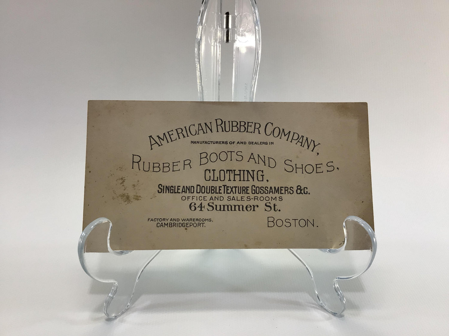 Antique Edwardian Era Trade Card American Rubber Company Boots and Shoes Advertising Ephemera
