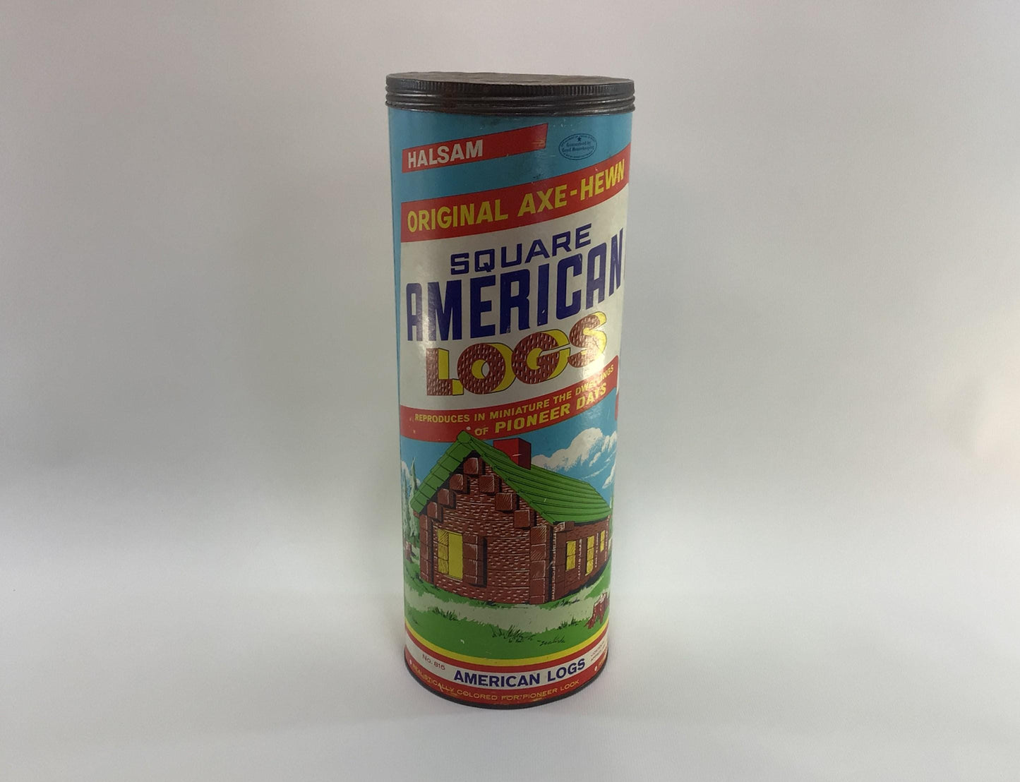 Toy American Logs Empty Canister Vintage Building Toys Storage Container Ephemera