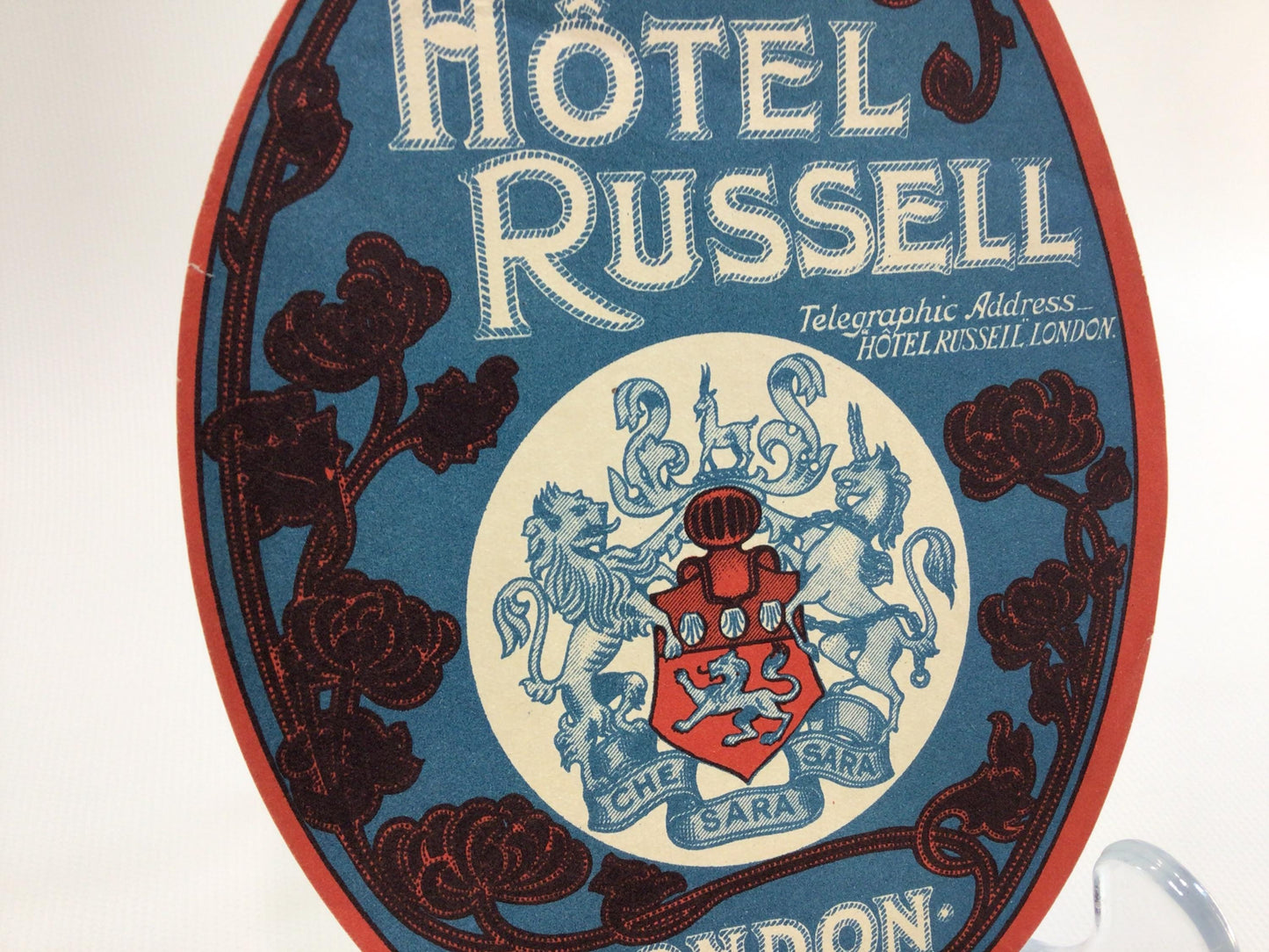 The Hotel Russell Luggage Label Vintage London England Travel Ephemera