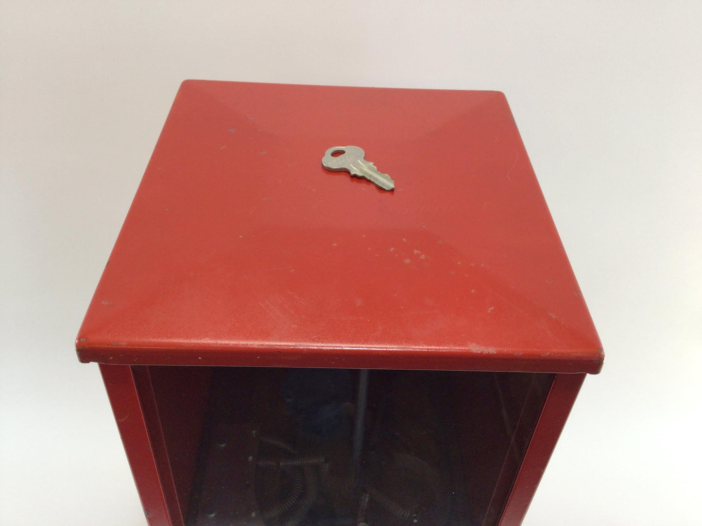 Red Vintage Gumball Machine Becker 1 Cent Boxed Glass Front Toy n Joy