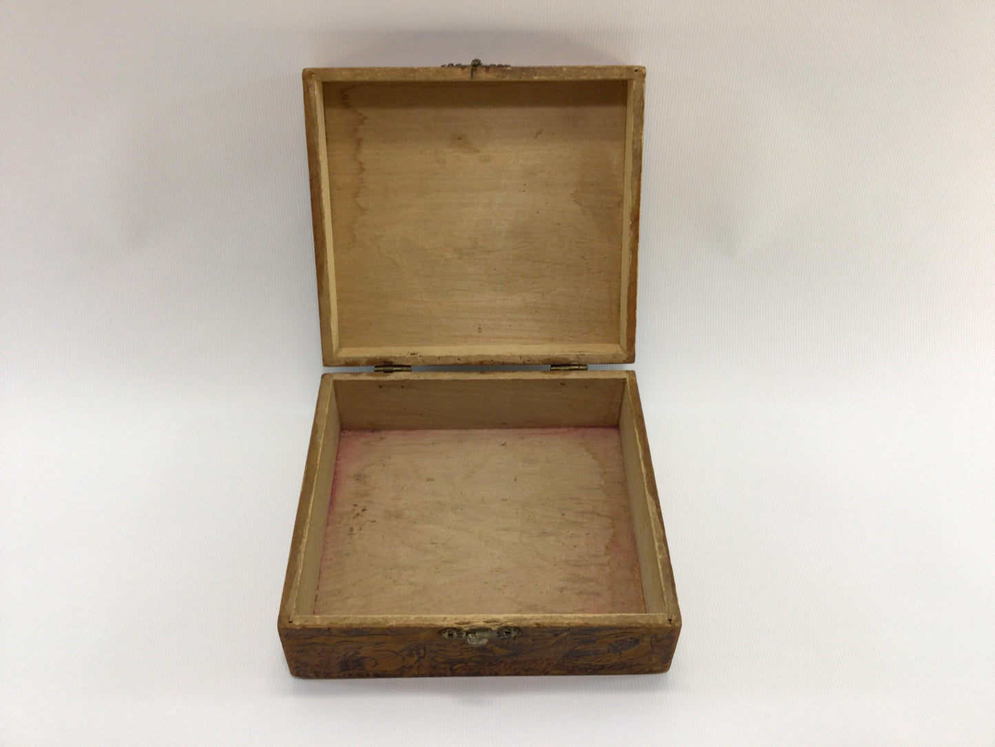 Antique Flemish Art Pyrography Handkerchief Box with Rose Motif Rustic Home Decor Trinket Jewelry Storage Container