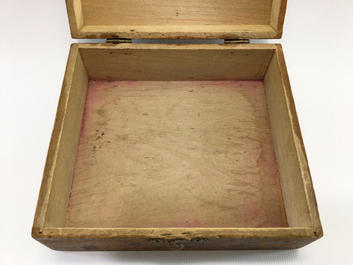 Antique Flemish Art Pyrography Handkerchief Box with Rose Motif Rustic Home Decor Trinket Jewelry Storage Container