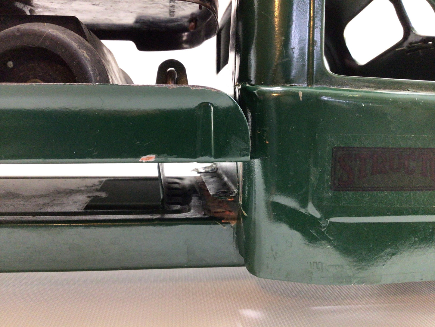 Structo Flatbed Tow Truck with Marx Power Shovel Excavator Vintage 1950s Pressed Steel Construction Toys