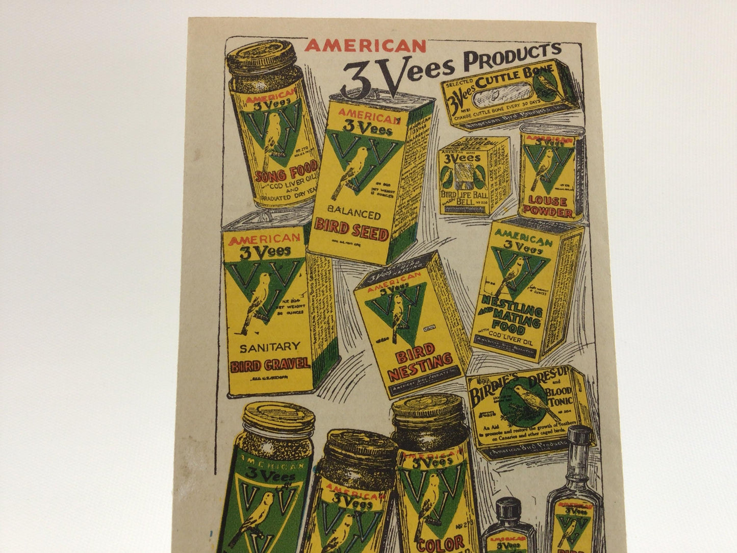 Bird Food Advertising Booklet American 3 Vees Canary Care Vintage Ephemera