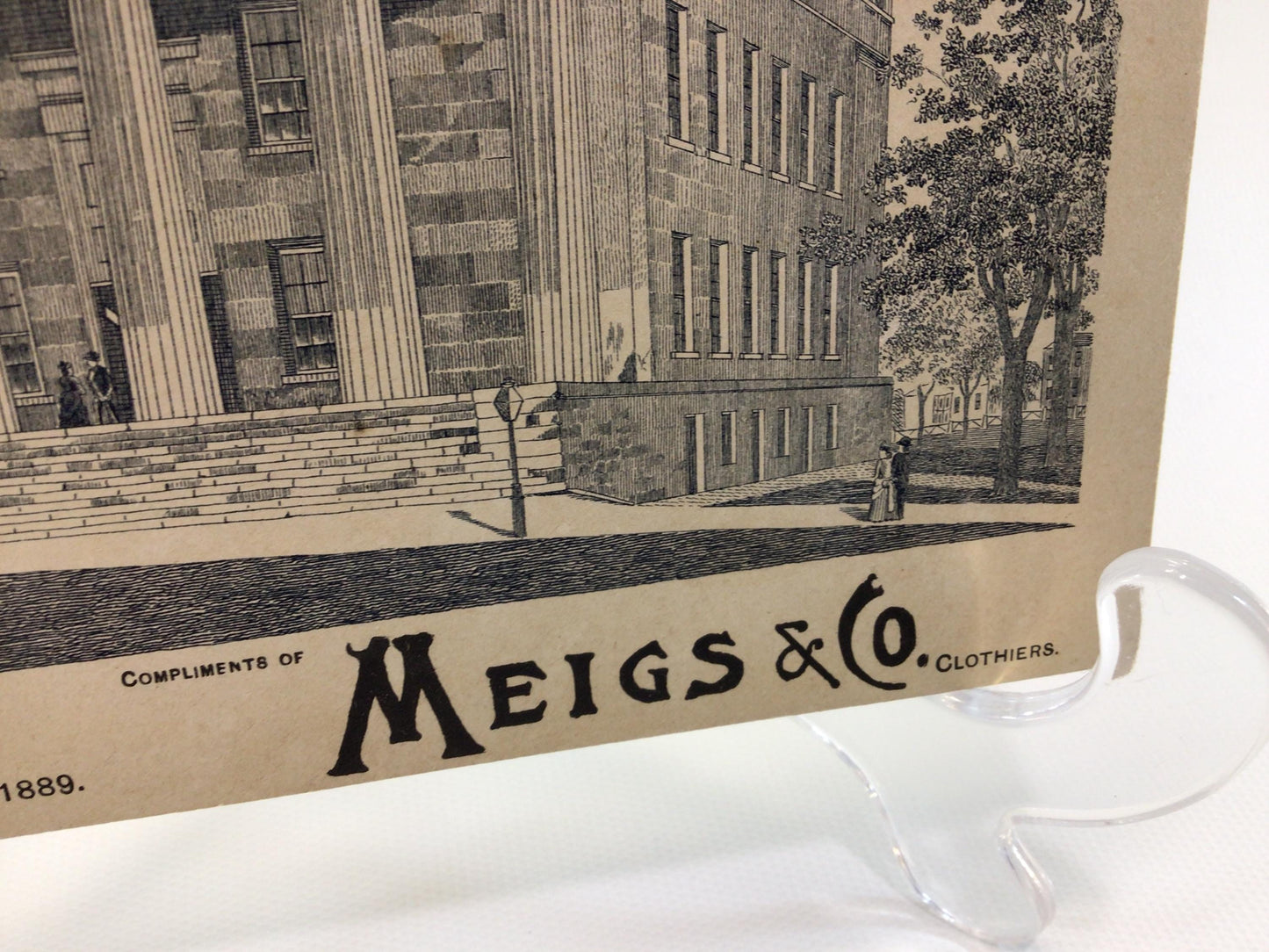Antique Edwardian Era Trade Card Meigs & Company Clothiers Advertising Ephemera