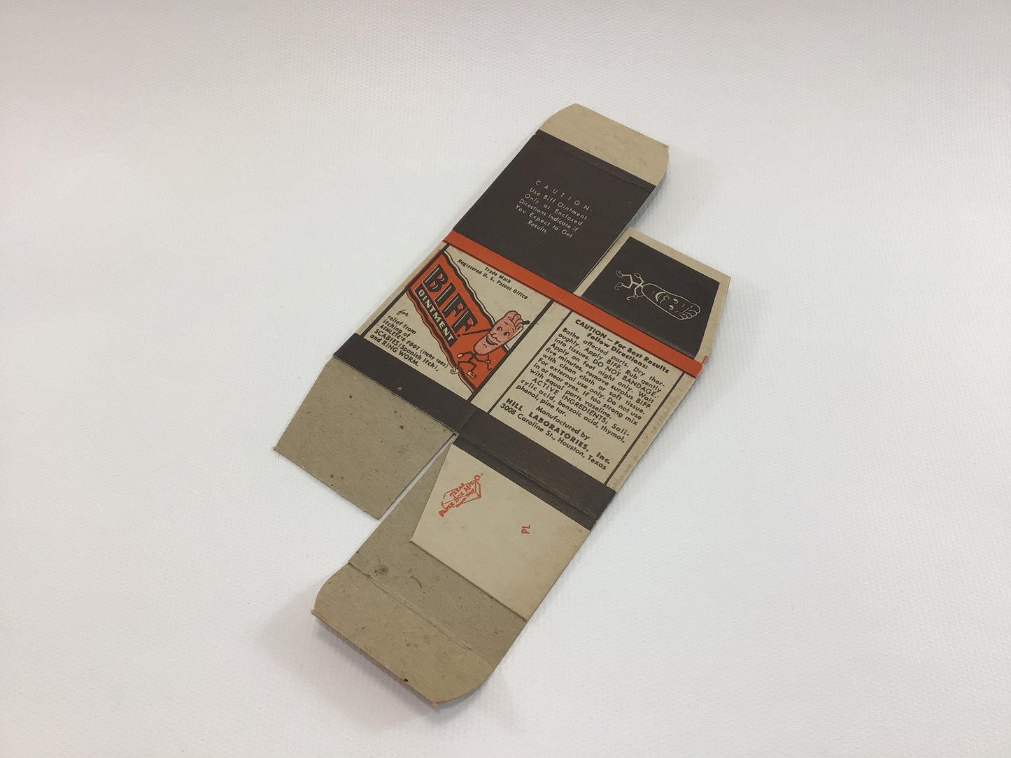 Antique General Store Advertising Ephemera Biff Ointment Box Foot Treatment from Hill Laboratories