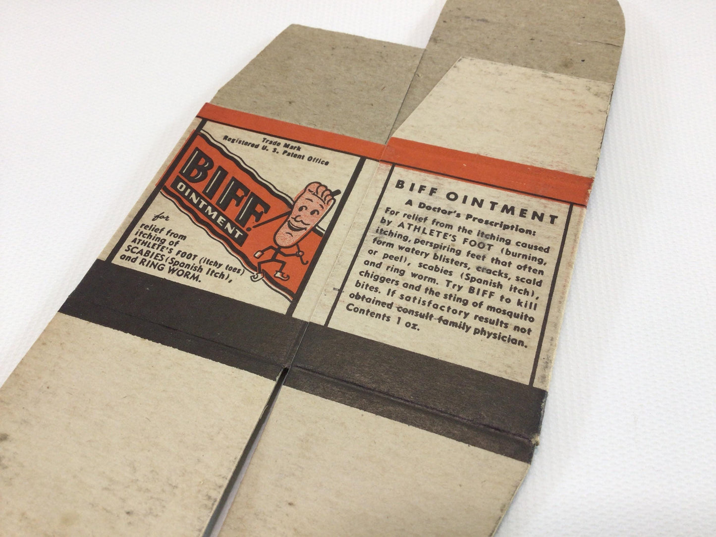 Antique General Store Advertising Ephemera Biff Ointment Box Foot Treatment from Hill Laboratories