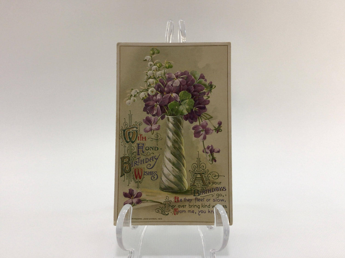 Novelty Birthday Greetings Postcard Antique Ephemera Embossed John Winsch Design