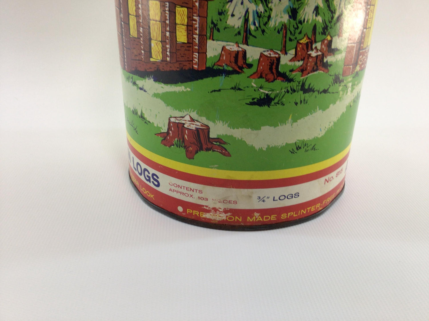 Toy American Logs Empty Canister Vintage Building Toys Storage Container Ephemera