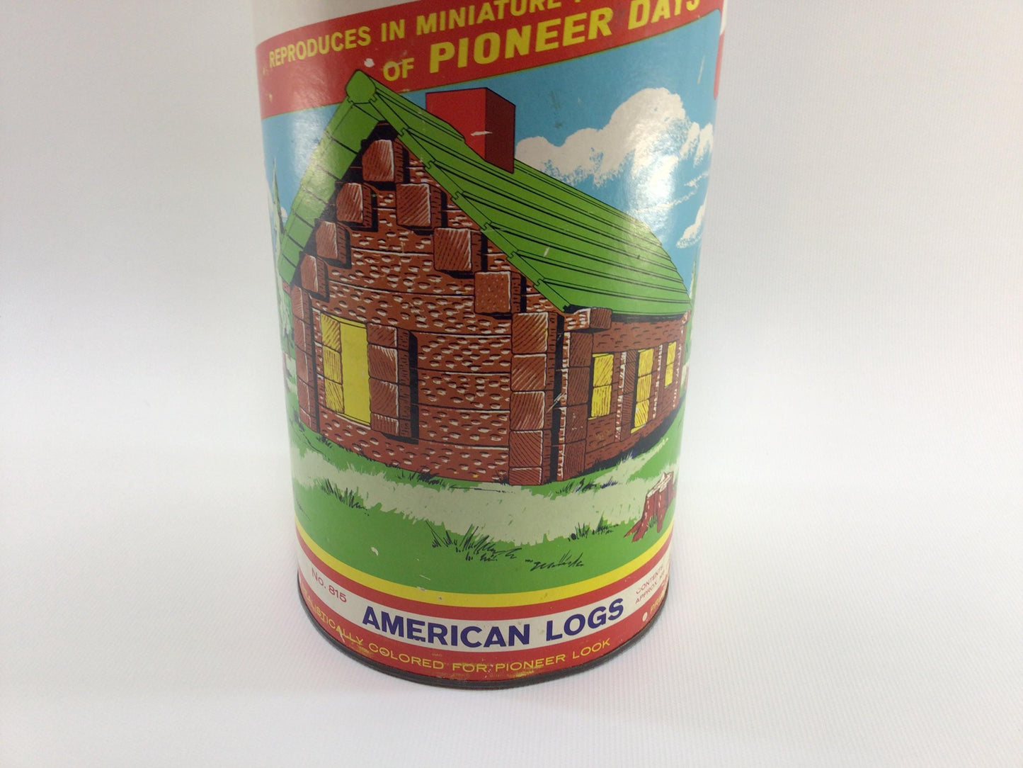 Toy American Logs Empty Canister Vintage Building Toys Storage Container Ephemera