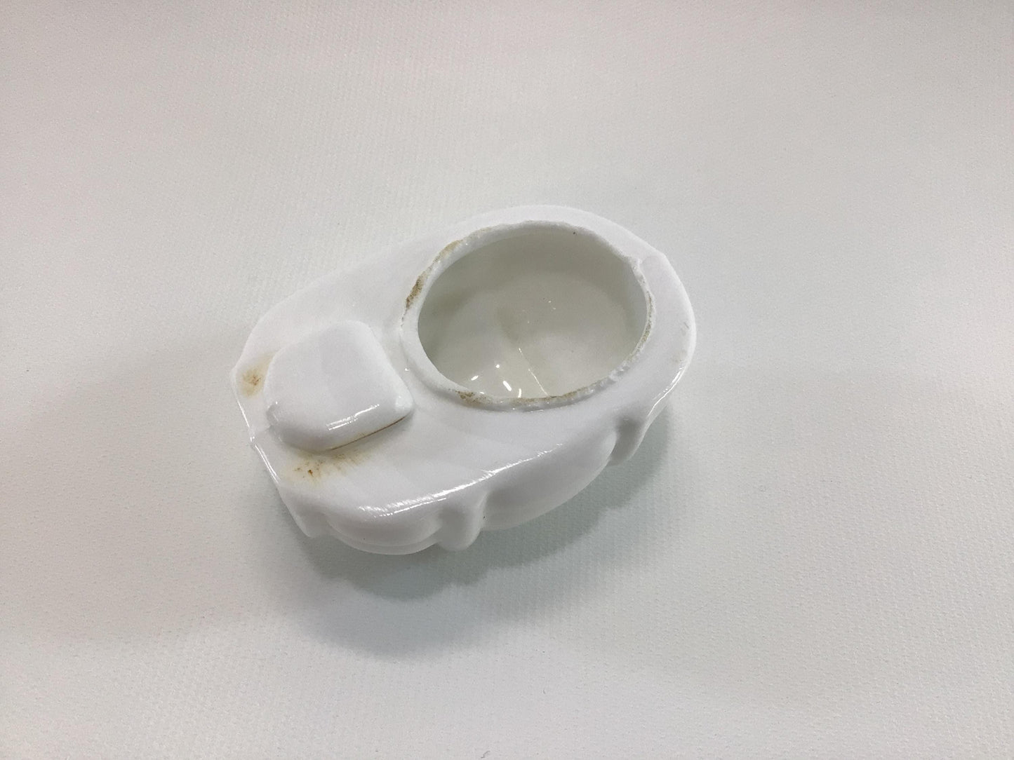 Antique Bird Cage Water Feeding Container Barrel Shape Ribbed White Milk Glass Replacement Part