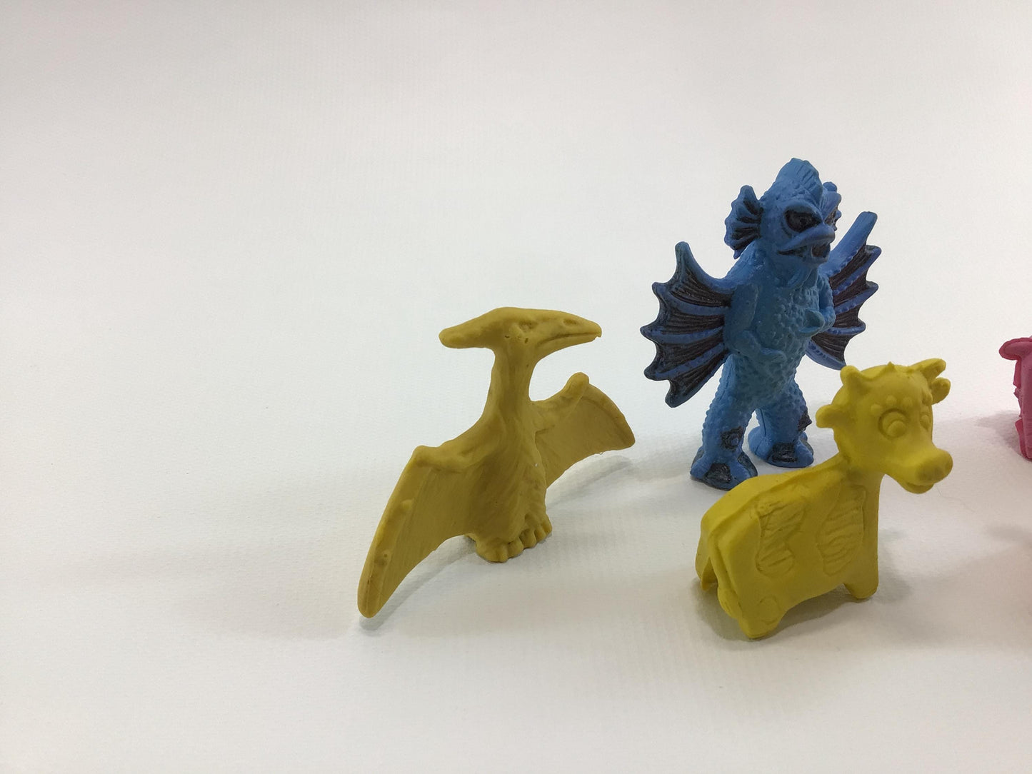 Diener Itty Bittys Soft Rubber Charm Eraser Lot of 6 Vintage Toy Figurines Cows Donkey Monster Tridactyl