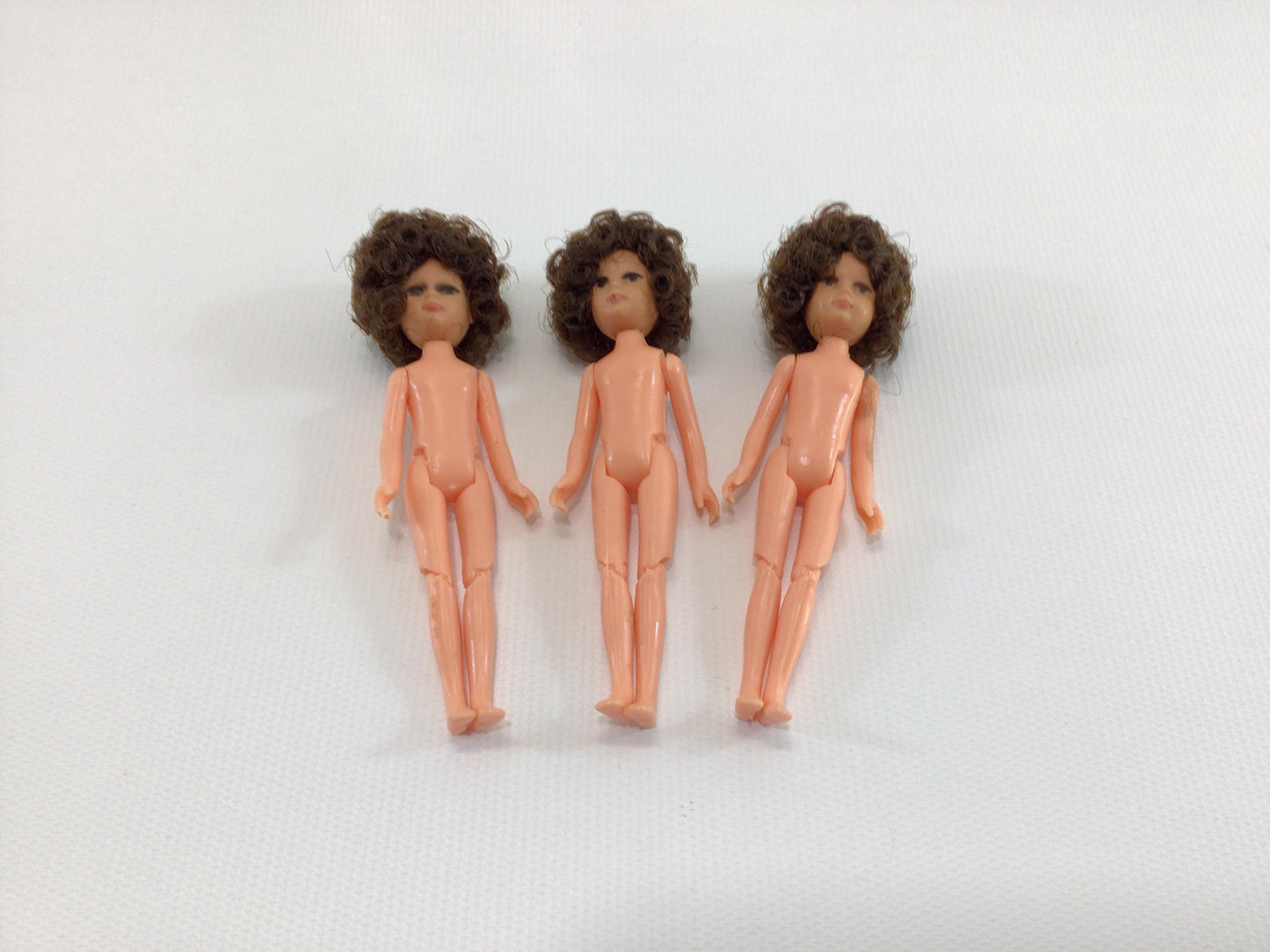 Querzola Doll 3 Brunette Mohair Hair with Articulated Legs 4" Dolls Vintage Arts Crafts Project Supply