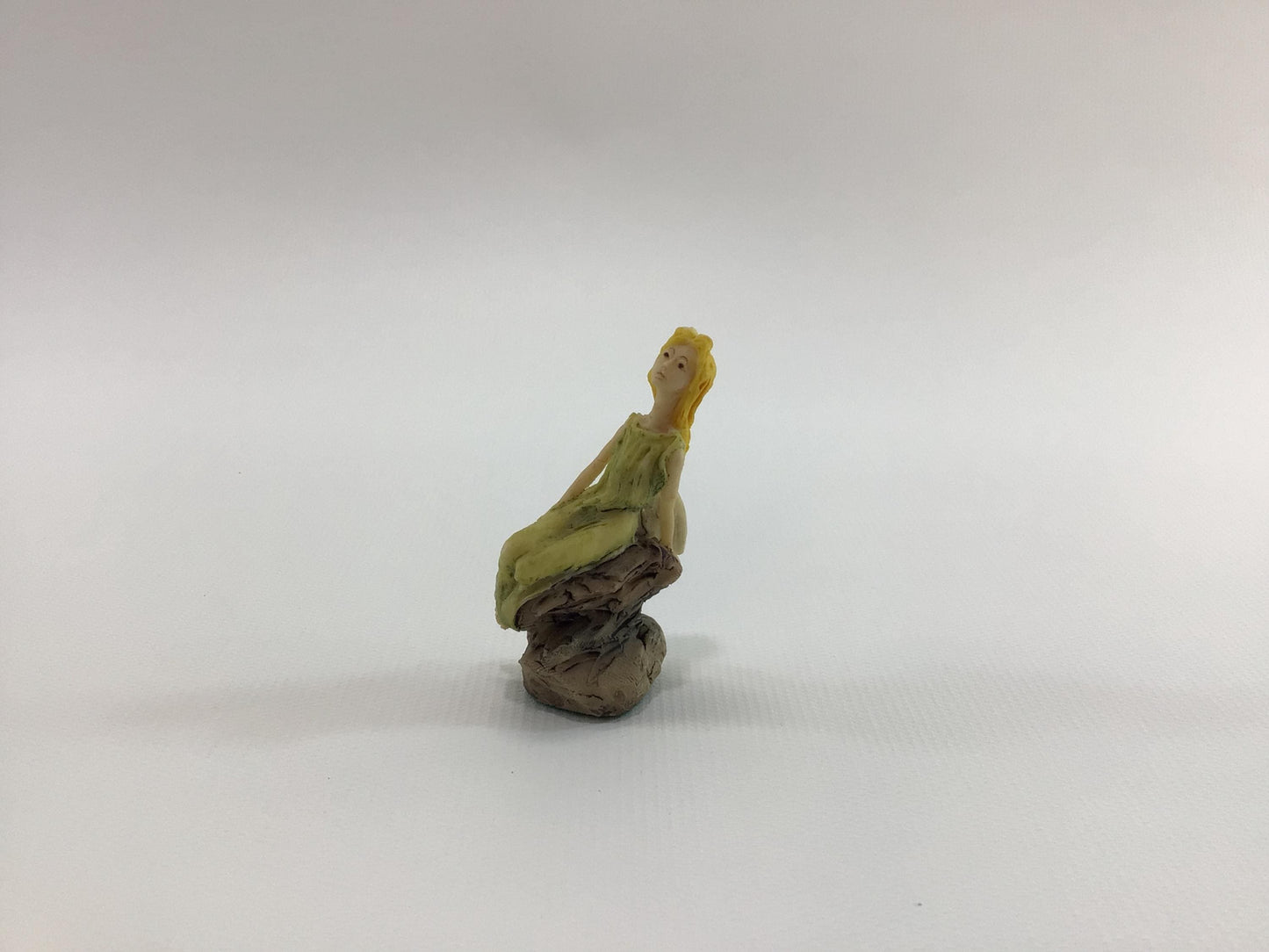 Hand Painted Miniature Fairy in Green Dress Vintage 1980s L Pagett Figurine Made in Scotland