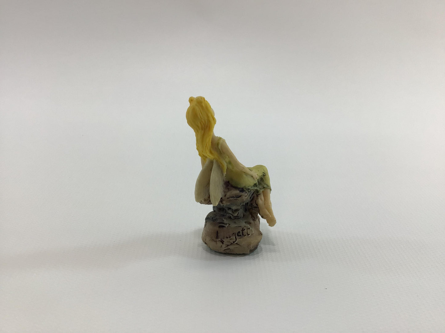 Hand Painted Miniature Fairy in Green Dress Vintage 1980s L Pagett Figurine Made in Scotland