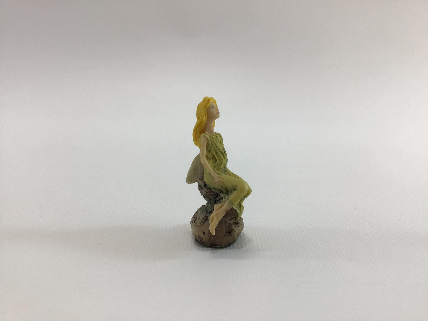 Hand Painted Miniature Fairy in Green Dress Vintage 1980s L Pagett Figurine Made in Scotland