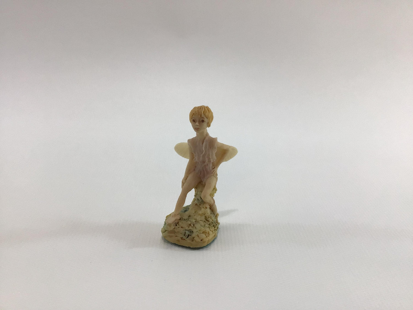 Hand Painted Miniature Fairy in Beige Tunic Vintage 1980s L Pagett Figurine Made in Scotland