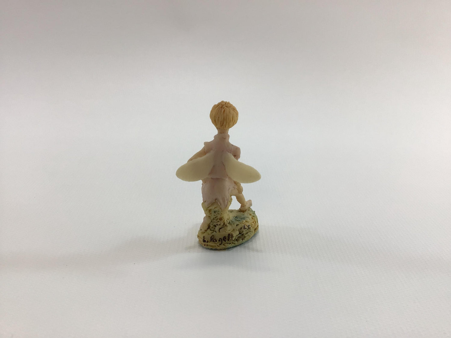 Hand Painted Miniature Fairy in Beige Tunic Vintage 1980s L Pagett Figurine Made in Scotland