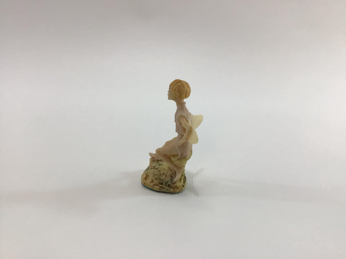Hand Painted Miniature Fairy in Beige Tunic Vintage 1980s L Pagett Figurine Made in Scotland