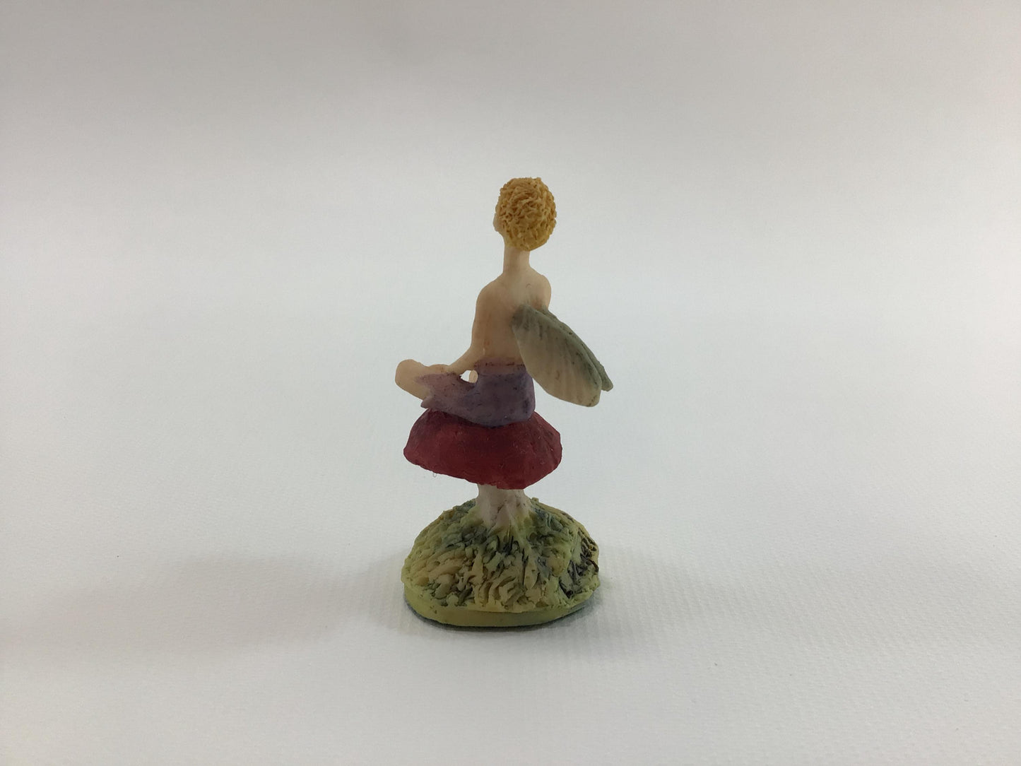 Hand Painted Miniature Blonde Fairy on Toadstool Mushroom Vintage 1980s L Pagett Figurine Made in Scotland