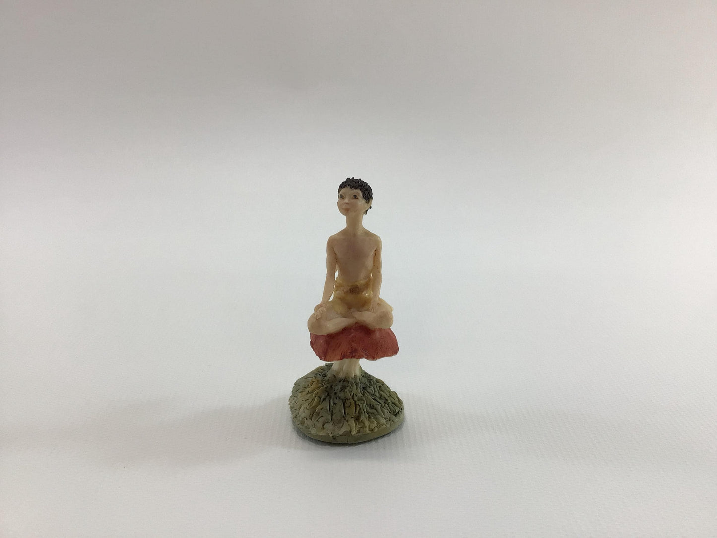 Hand Painted Miniature Brunette Fairy on Toadstool Mushroom Vintage 1980s L Pagett Figurine Made in Scotland