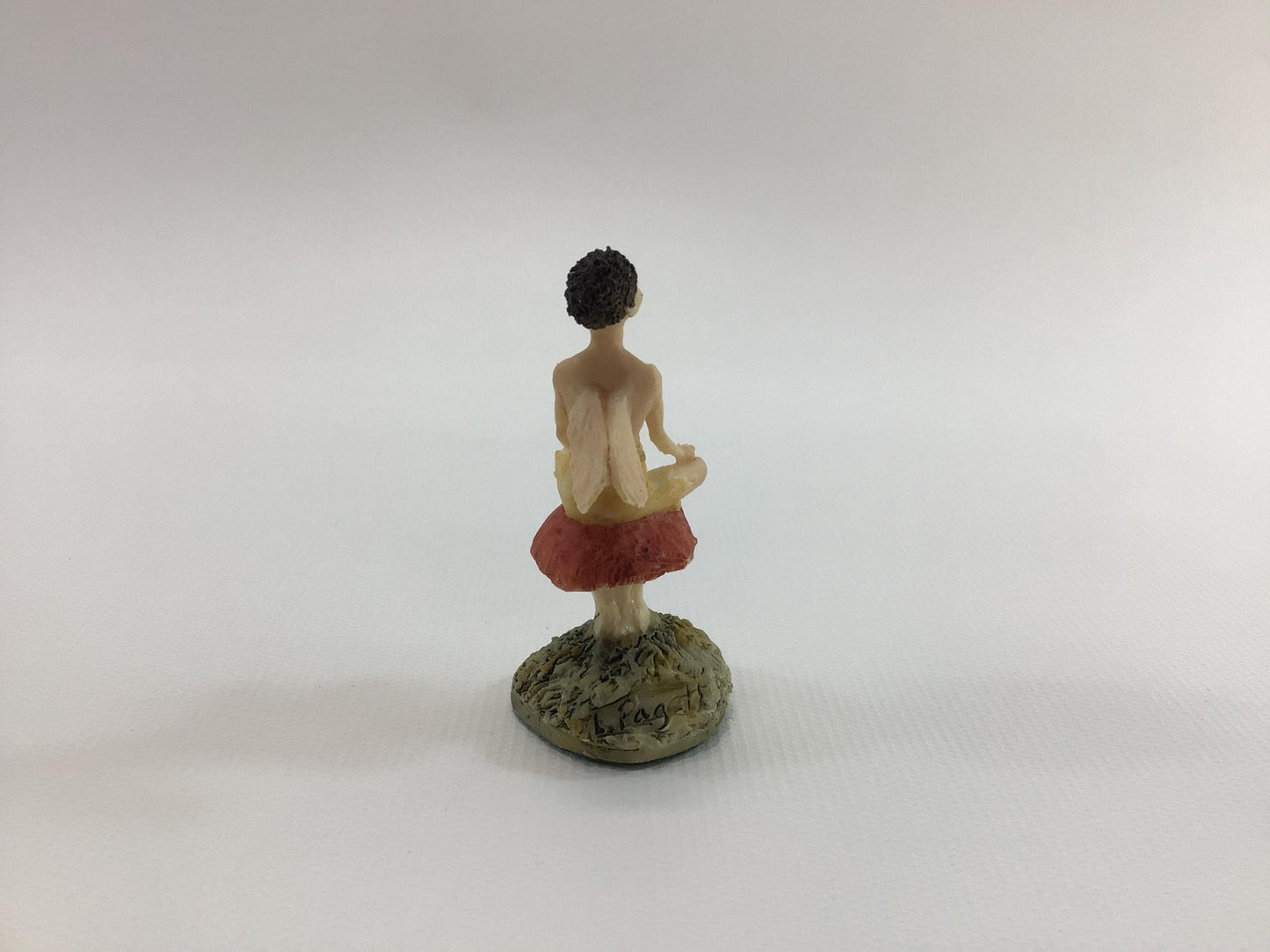 Hand Painted Miniature Brunette Fairy on Toadstool Mushroom Vintage 1980s L Pagett Figurine Made in Scotland
