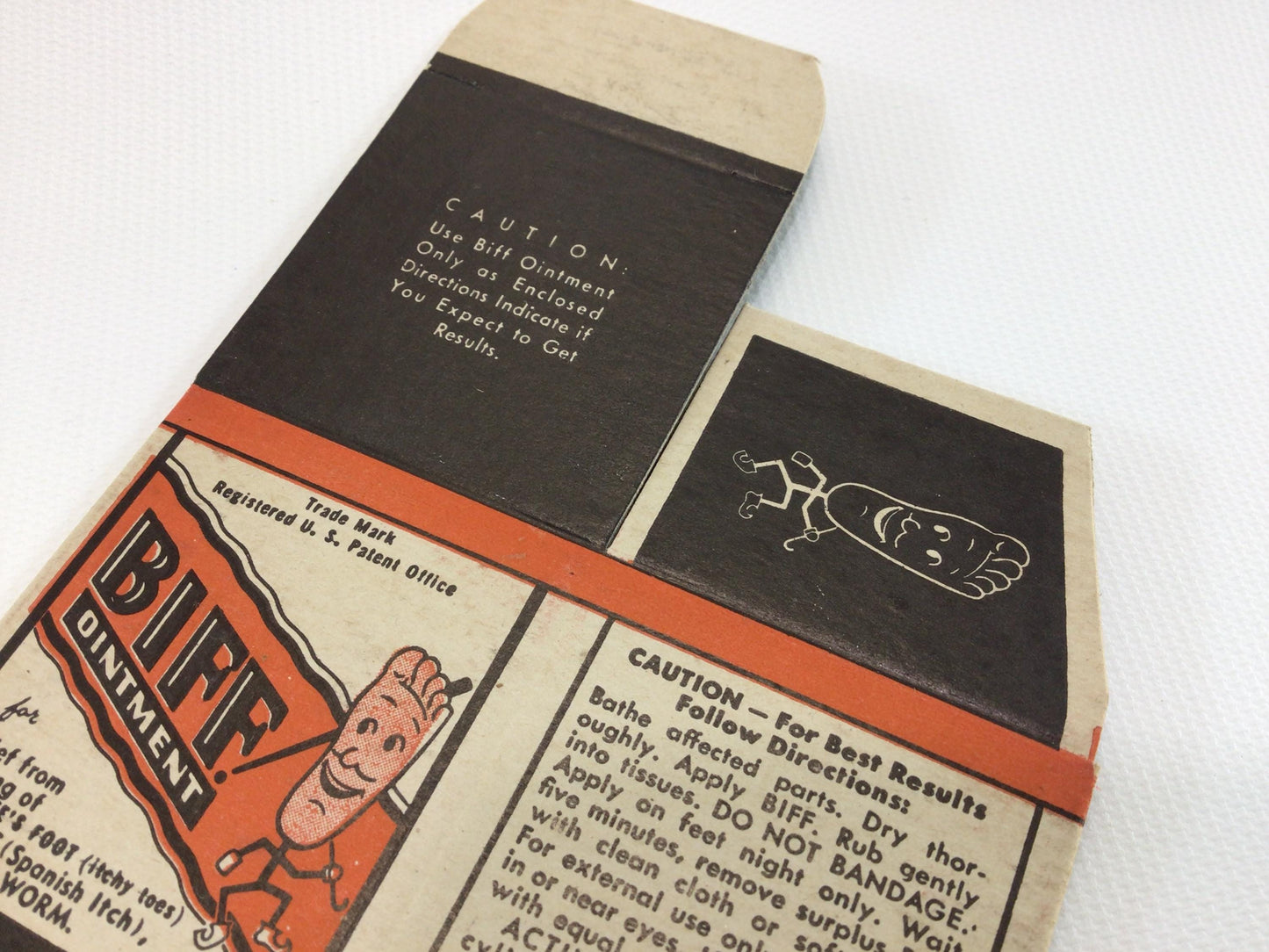 Antique General Store Advertising Ephemera Biff Ointment Box Foot Treatment from Hill Laboratories