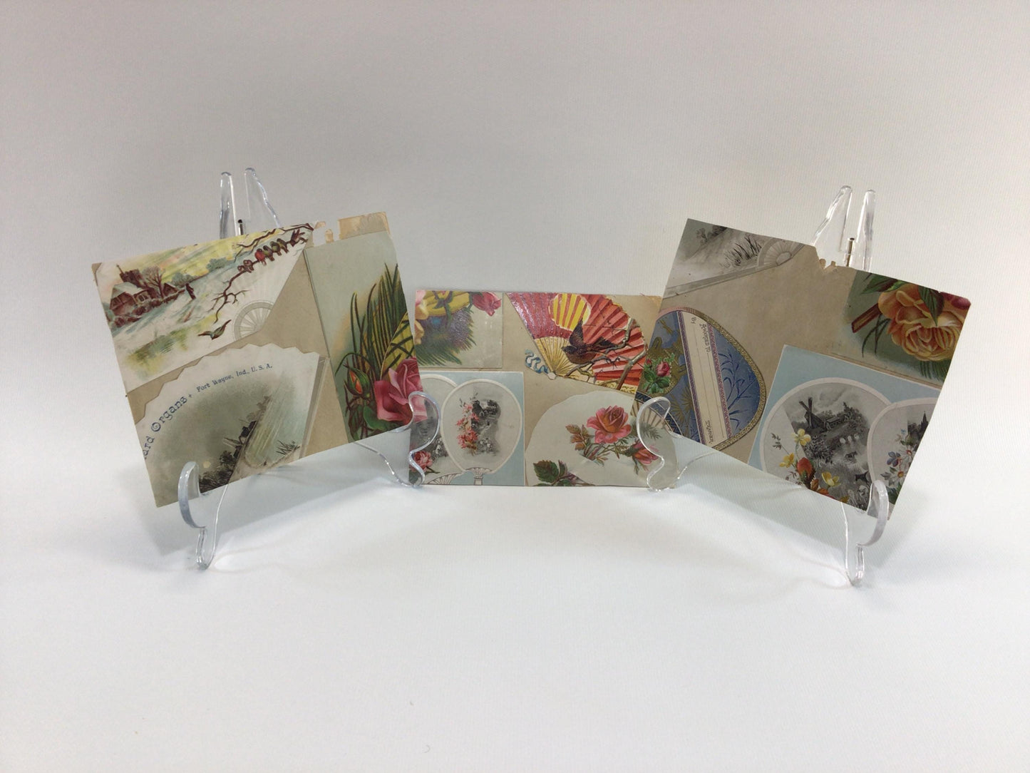 German Scrap Embossed British History Scrapbook Pieces 3 Panels Antique Ephemera