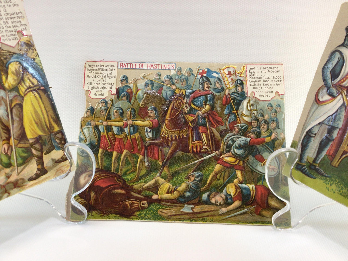 German Scrap Embossed British History Scrapbook Pieces 3 Panels Antique Ephemera