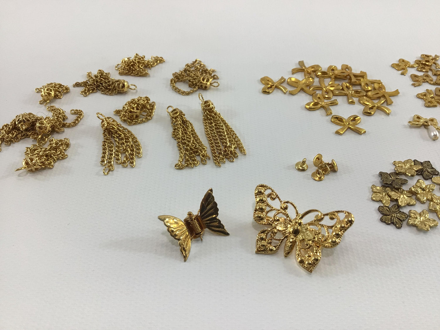Dollhouse Miniature Metal Jewelry Findings Vintage Quality Made Project Parts Pieces Flowers Bows and Butterflies
