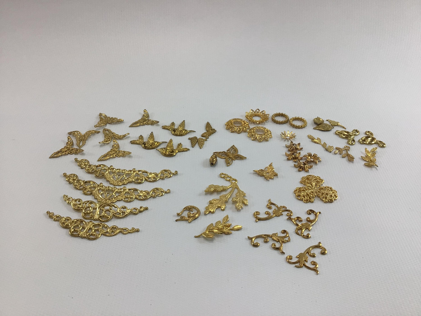 Dollhouse Miniature Metal Jewelry Findings Vintage Quality Made Project Parts Pieces Filigrees Leaves and Others