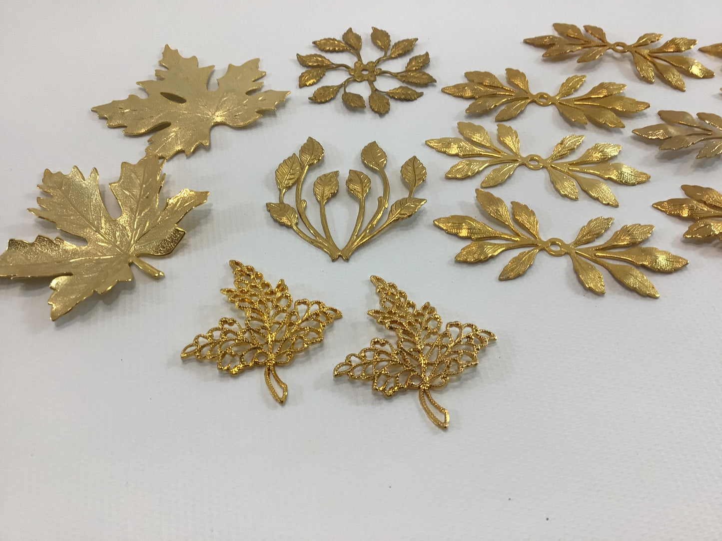 Dollhouse Miniature Metal Jewelry Findings Vintage Quality Made Project Parts Pieces Various Leaves