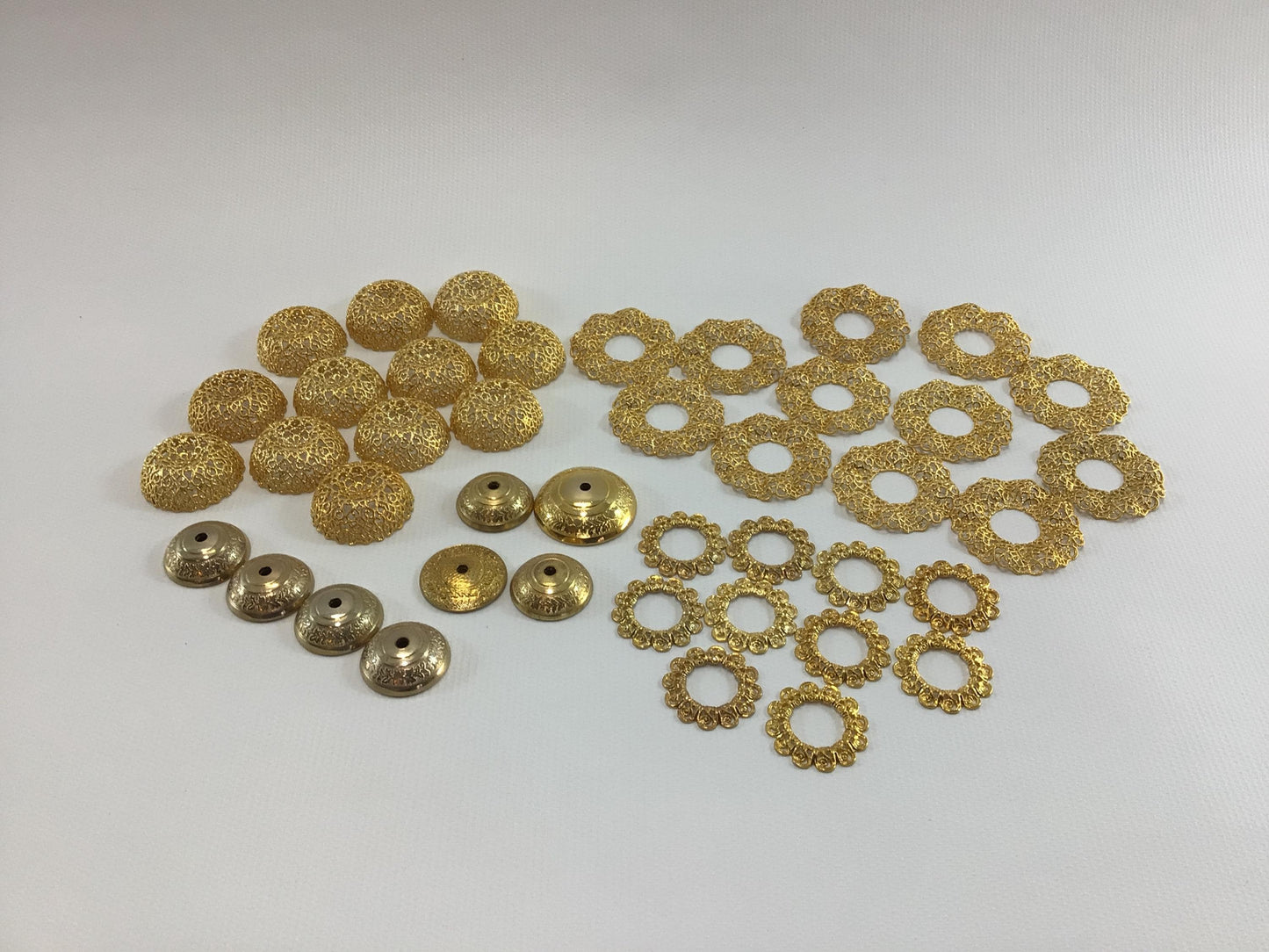 Dollhouse Miniature Metal Jewelry Findings Vintage Quality Made Project Parts Pieces Filigrees Light Fixtures Rings