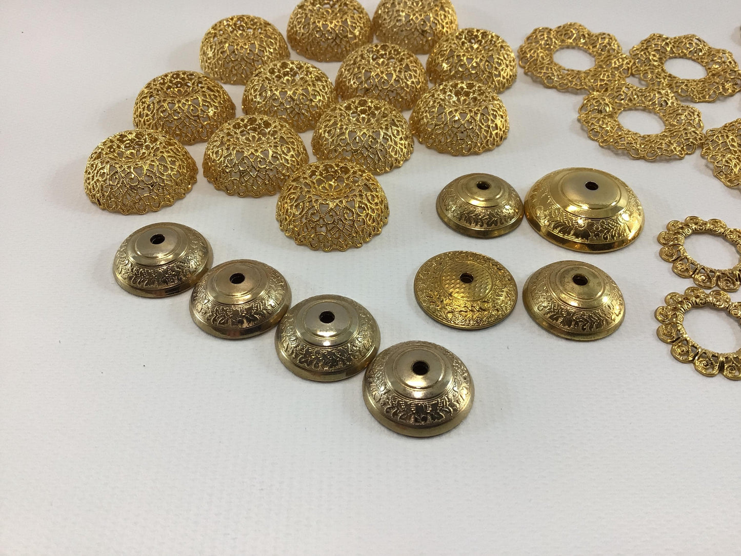 Dollhouse Miniature Metal Jewelry Findings Vintage Quality Made Project Parts Pieces Filigrees Light Fixtures Rings