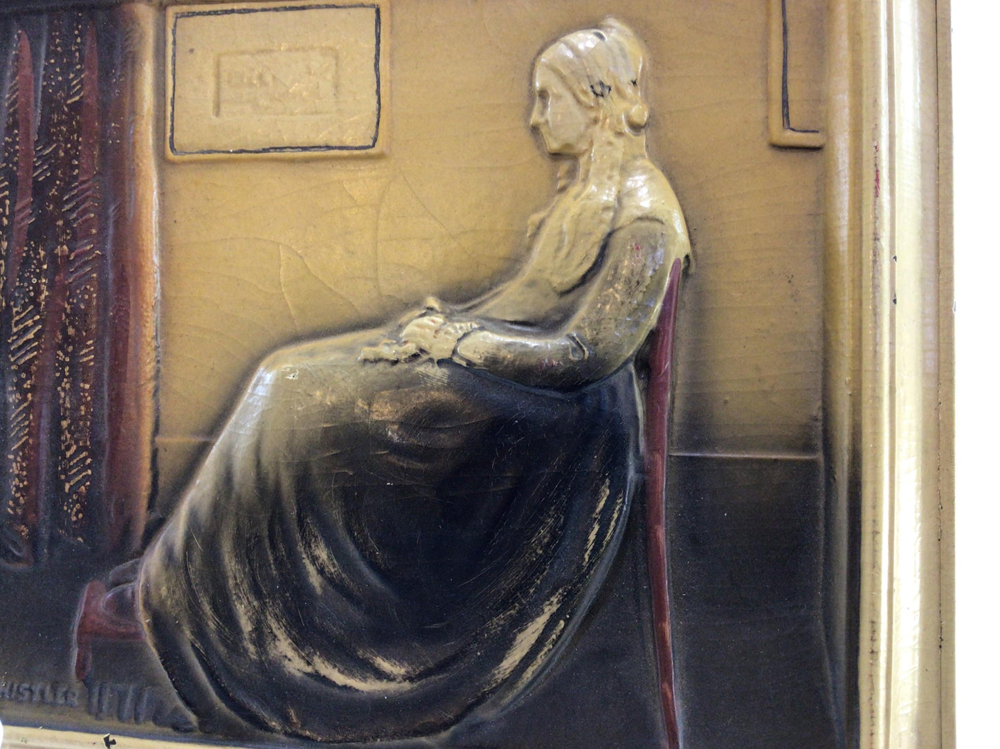 Relief 3D Mother by Whistler Tin Framed 7x9 Primitive Rustic Home Wall Decor