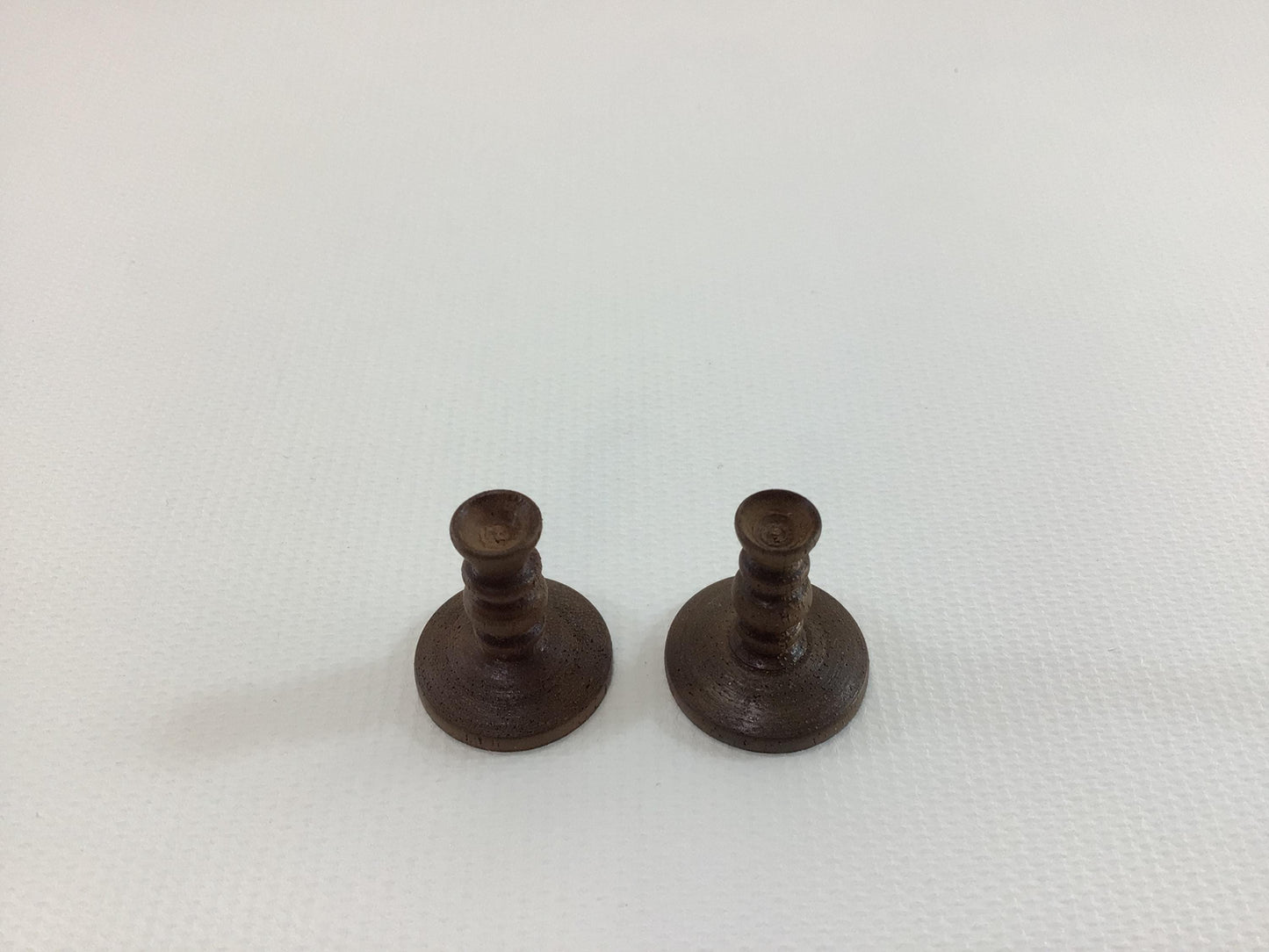 Dollhouse Miniature Wooden Taper Candlestick Holders Vintage Arts Crafts Diorama Project Pieces