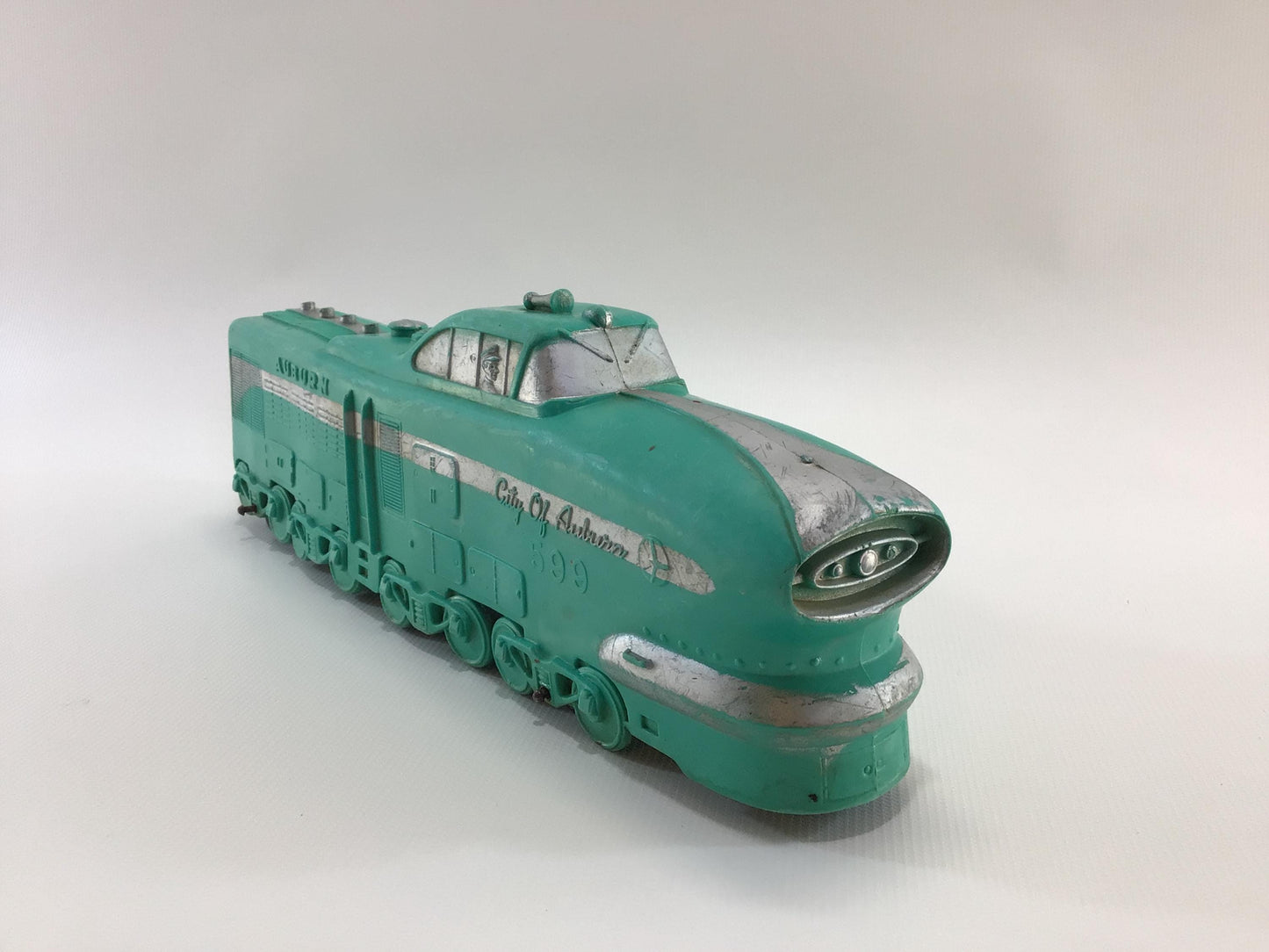 Art Deco City of Auburn 599 Locomotive Engine 1930s Auburn Rubber Company Vintage 10" Toy Diesel Railroad Engine