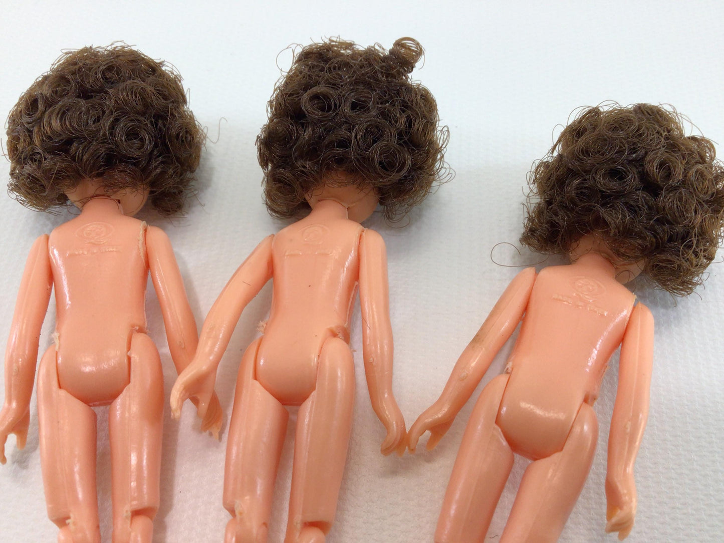 Querzola Doll 3 Brunette Mohair Hair with Articulated Legs 4" Dolls Vintage Arts Crafts Project Supply