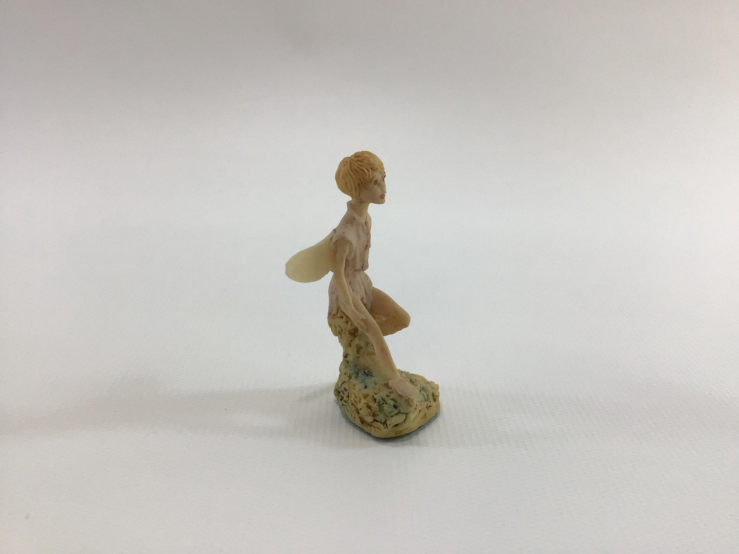 Hand Painted Miniature Fairy in Beige Tunic Vintage 1980s L Pagett Figurine Made in Scotland