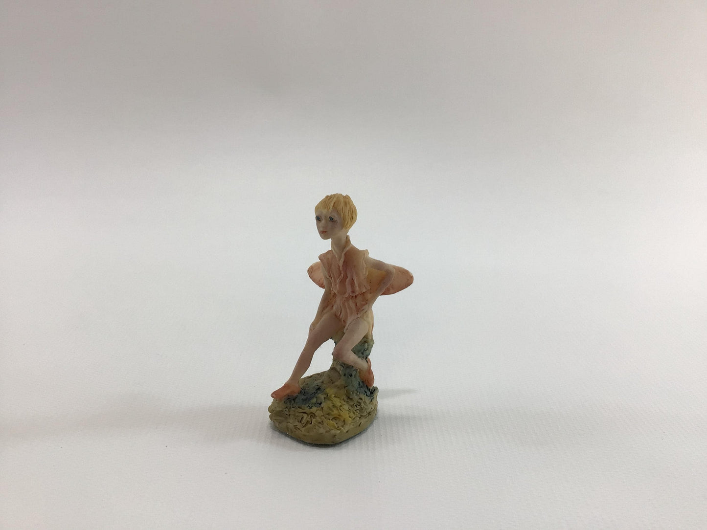 Hand Painted Miniature Fairy in Pink Tunic Vintage 1980s L Pagett Figurine Made in Scotland