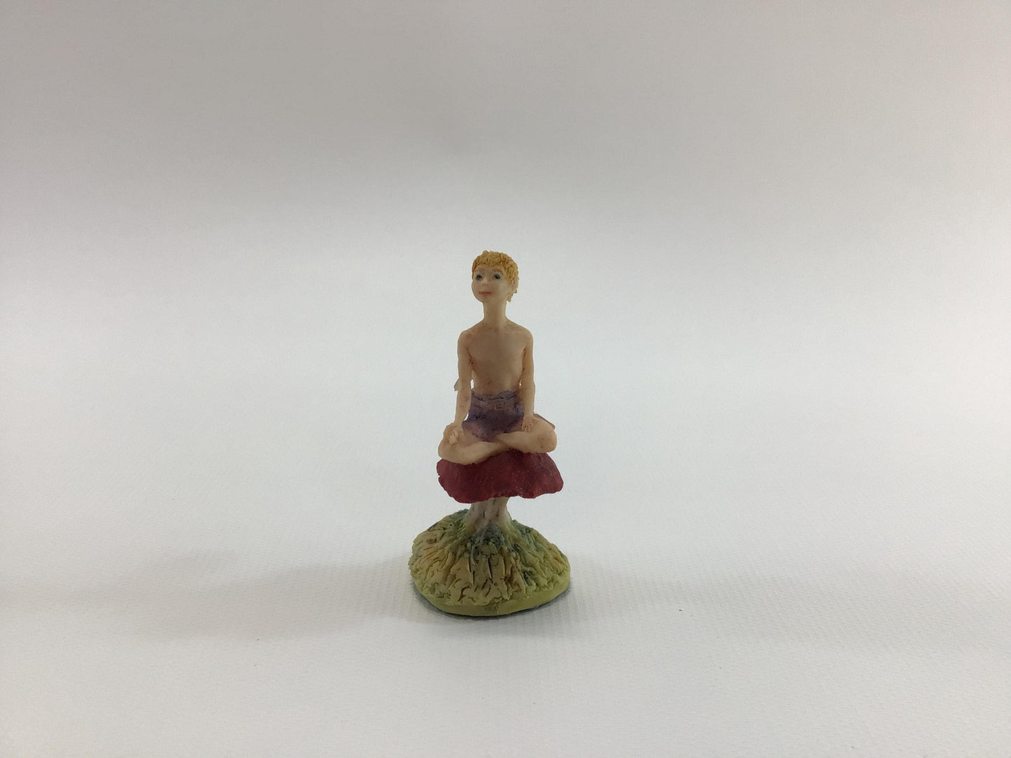 Hand Painted Miniature Blonde Fairy on Toadstool Mushroom Vintage 1980s L Pagett Figurine Made in Scotland