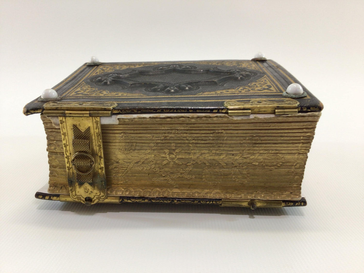 Leather Bound Antique Photo Album with Mid 19th Century Tintype and Card Photographs