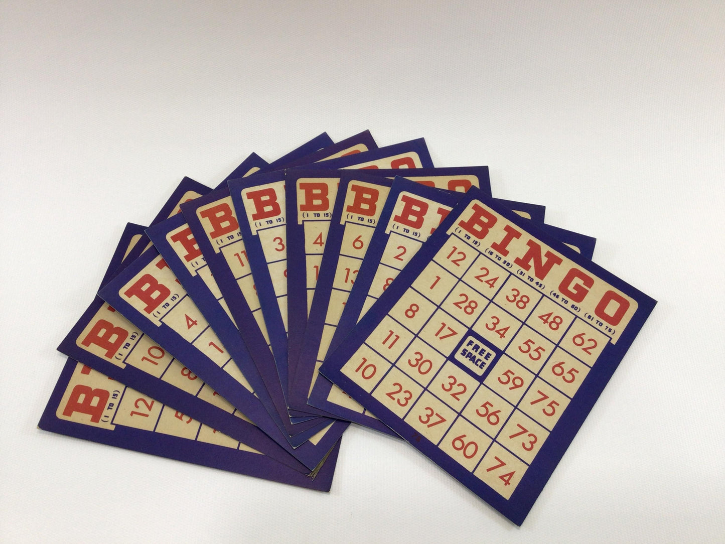 Vintage Bingo Card 10 Piece Lot for Mixed Media Altered Art Scrapbook Projects