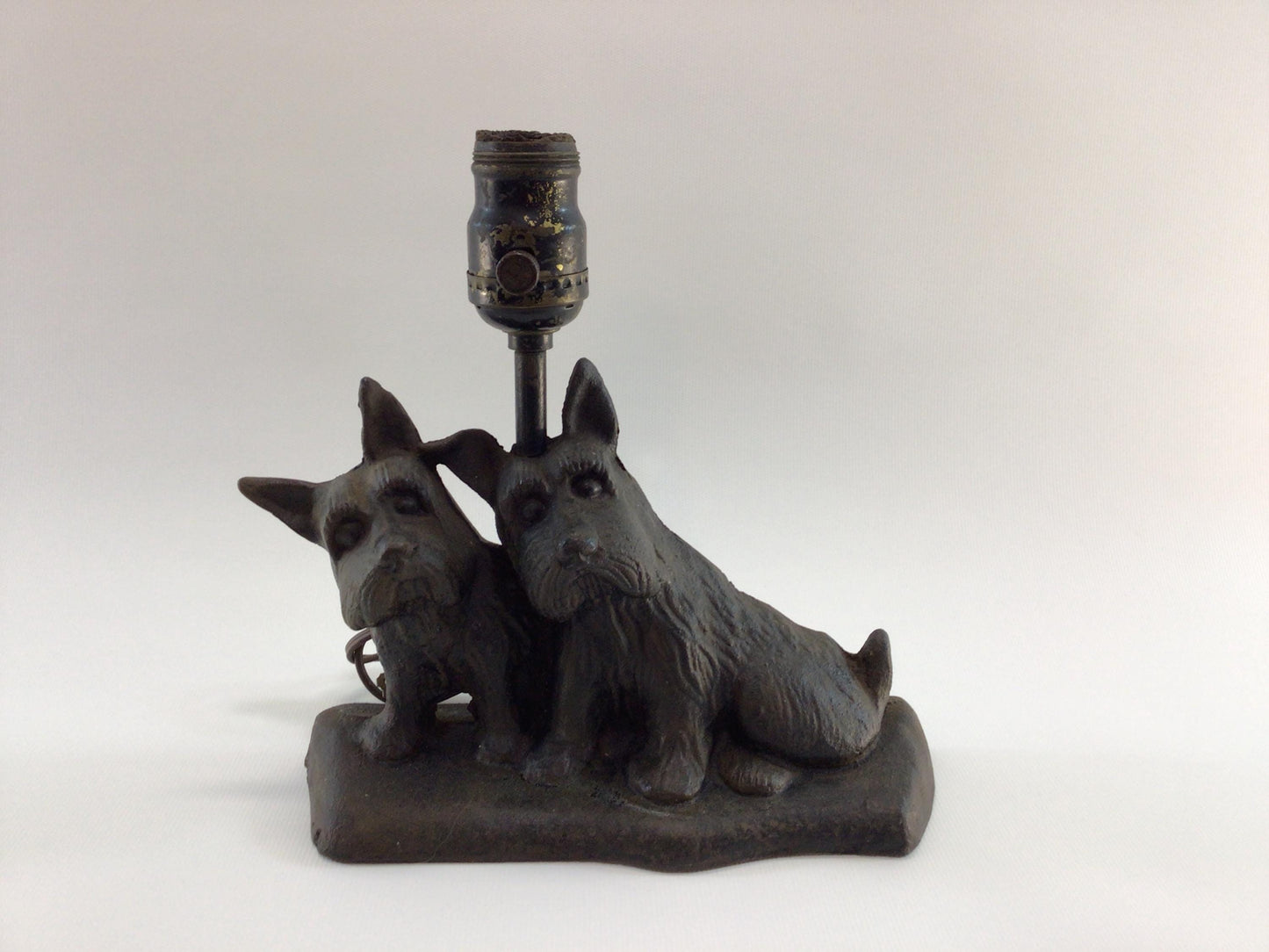 Cast Iron Scottish Terriers TV End Table Lamp Antique Vindex Toy Company Scottie Dog Home Decor