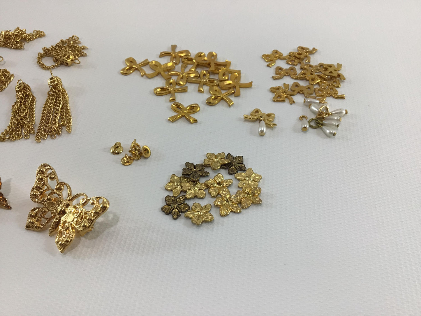 Dollhouse Miniature Metal Jewelry Findings Vintage Quality Made Project Parts Pieces Flowers Bows and Butterflies