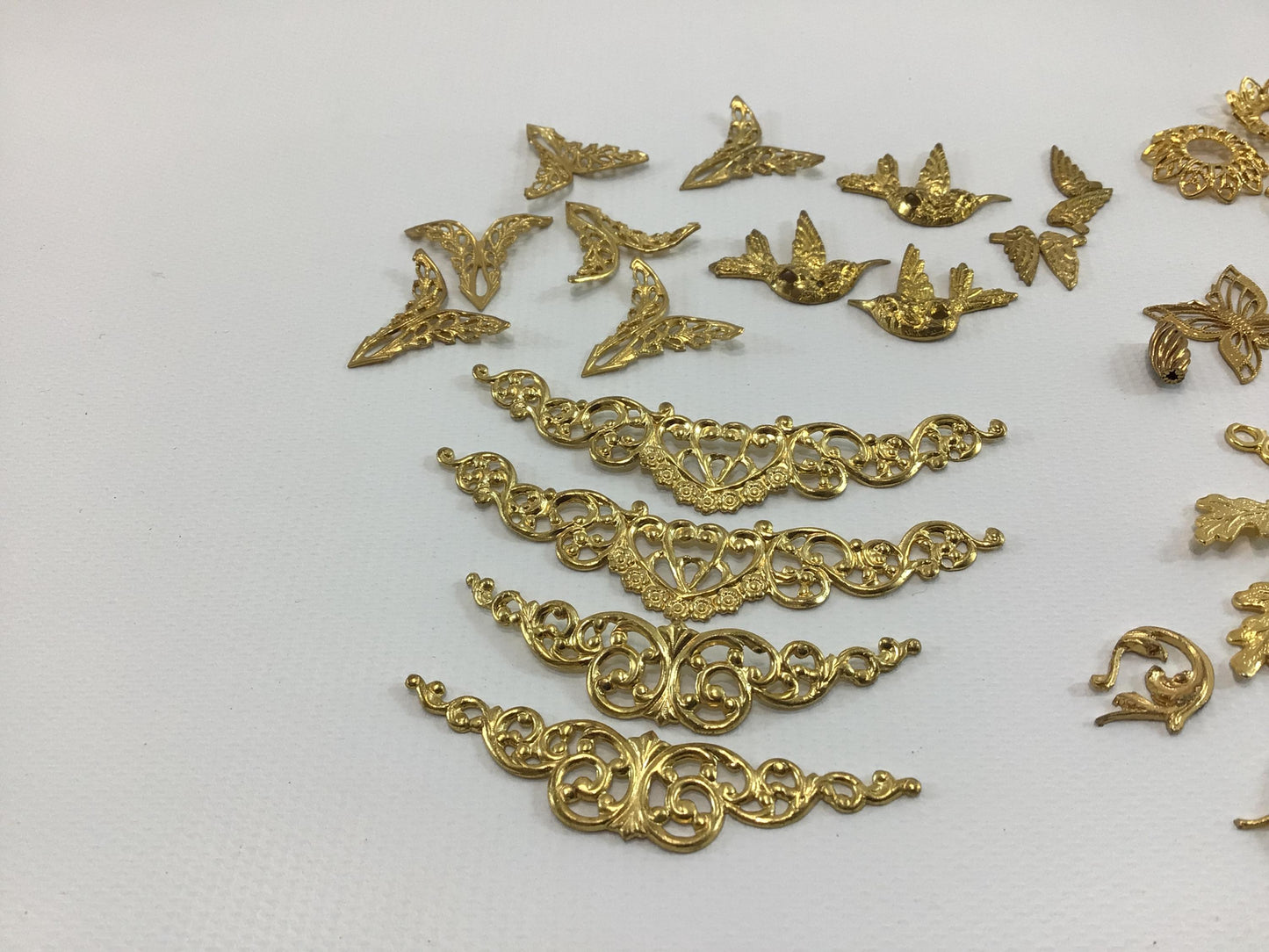 Dollhouse Miniature Metal Jewelry Findings Vintage Quality Made Project Parts Pieces Filigrees Leaves and Others