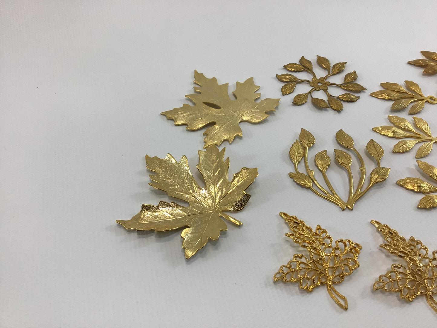 Dollhouse Miniature Metal Jewelry Findings Vintage Quality Made Project Parts Pieces Various Leaves