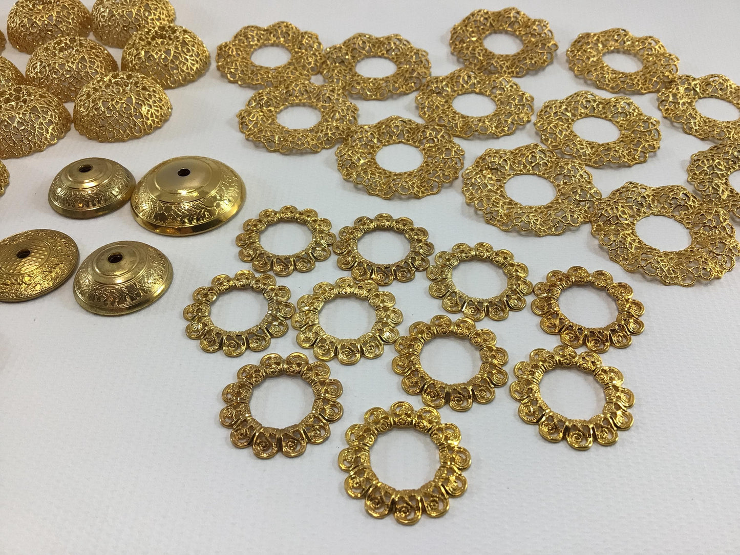 Dollhouse Miniature Metal Jewelry Findings Vintage Quality Made Project Parts Pieces Filigrees Light Fixtures Rings