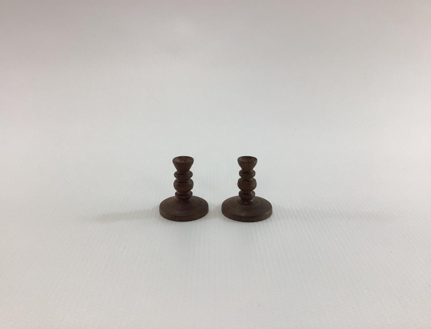 Dollhouse Miniature Wooden Taper Candlestick Holders Vintage Arts Crafts Diorama Project Pieces