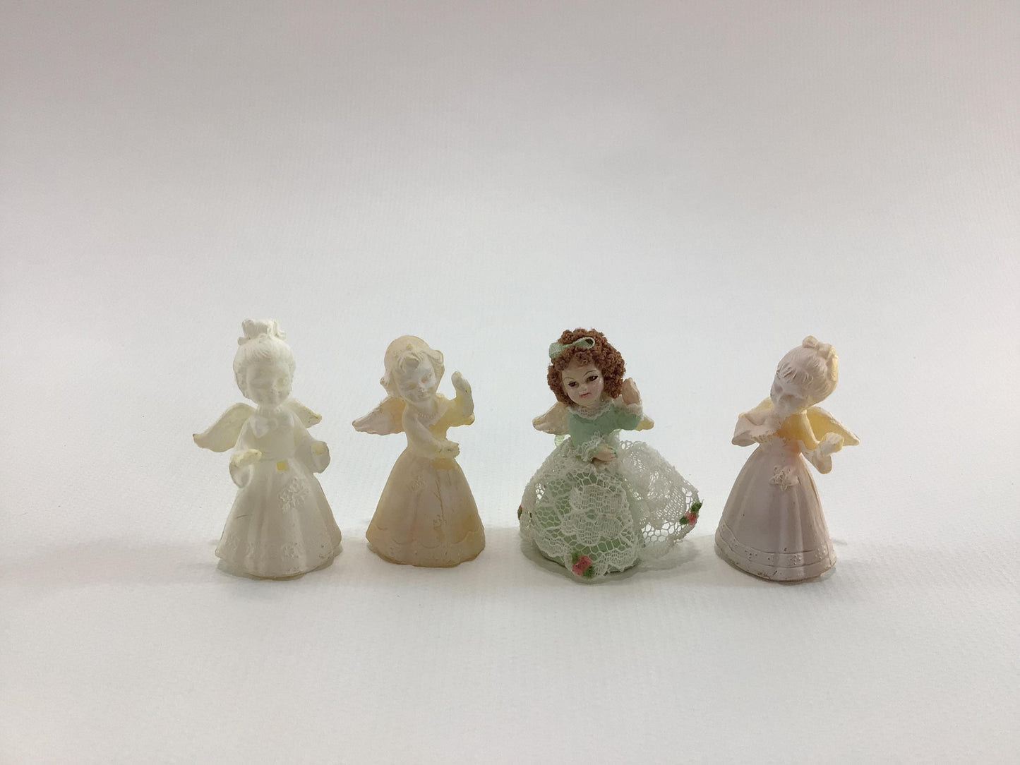 Dollhouse Diorama Miniature Angel Figurines Hard Plastic Vintage Made in Hong Kong Arts Crafts Supply Pieces